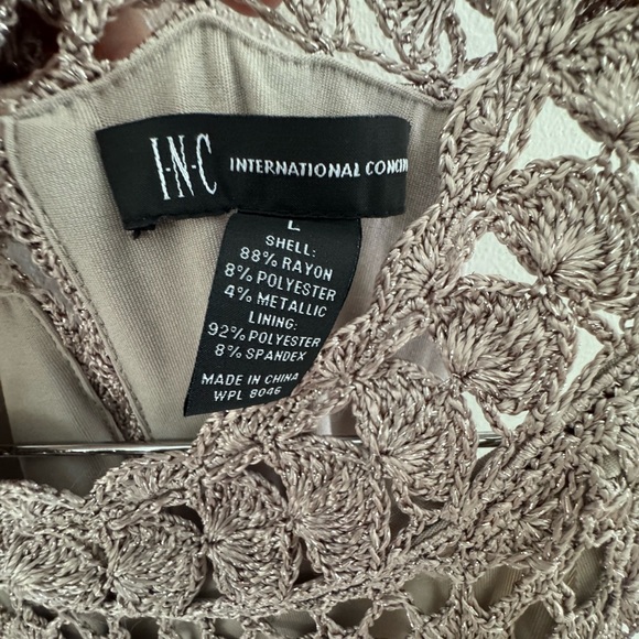 I.N.C. Champagne Irish Crochet Halter Dress - Picture 5 of 9